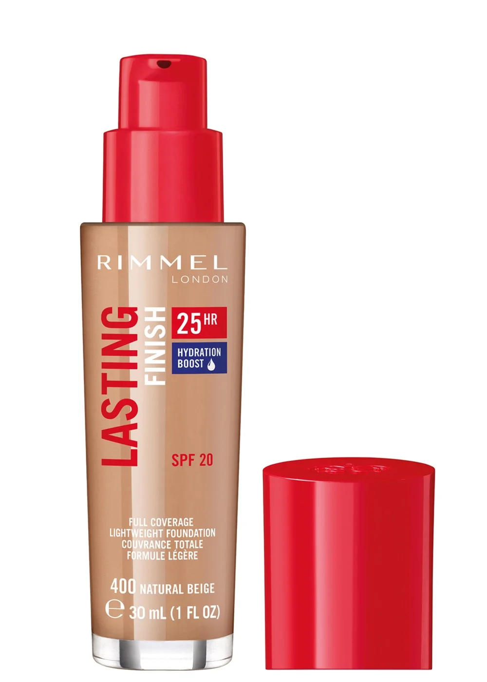 Rimmel London Lasting Finish 25Hr Foundation SPF20 - 400 Natural Beige (50ml) Image 4