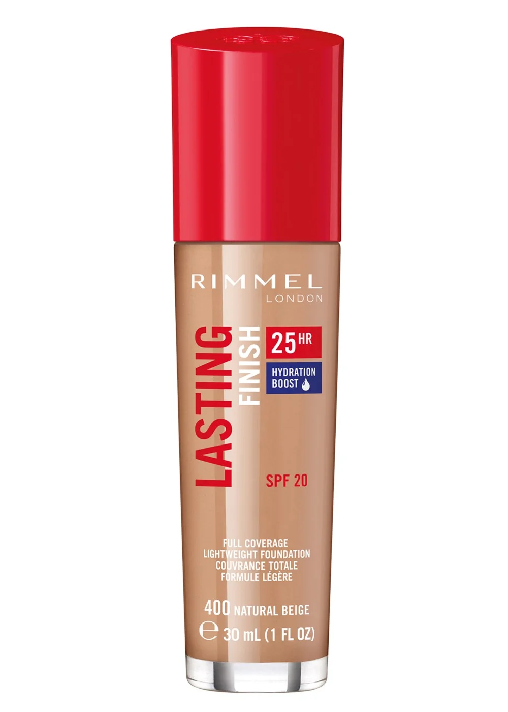 Rimmel London Lasting Finish 25Hr Foundation SPF20 - 400 Natural Beige (50ml) Image 1