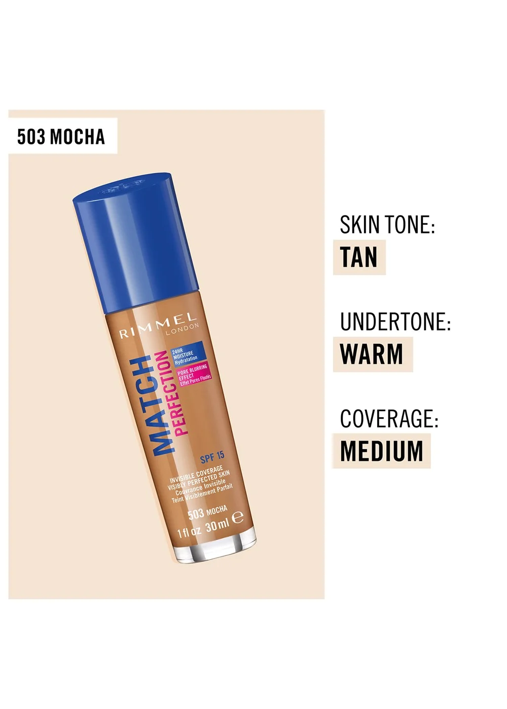 Rimmel London Match Perfection Foundation - Mocha (30ml) Image 2