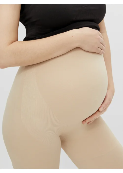 Mamalicious Maternity Cream Seamless Over Bump Shorts - 8-10 Image 4