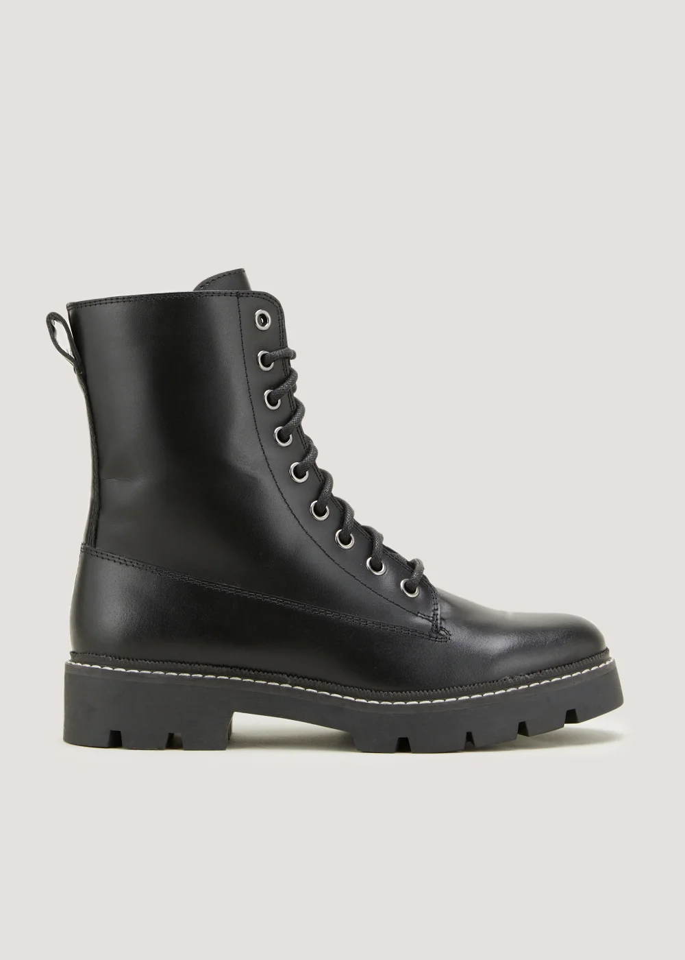 Black Leather Combat Boots - Size 3 Image 1