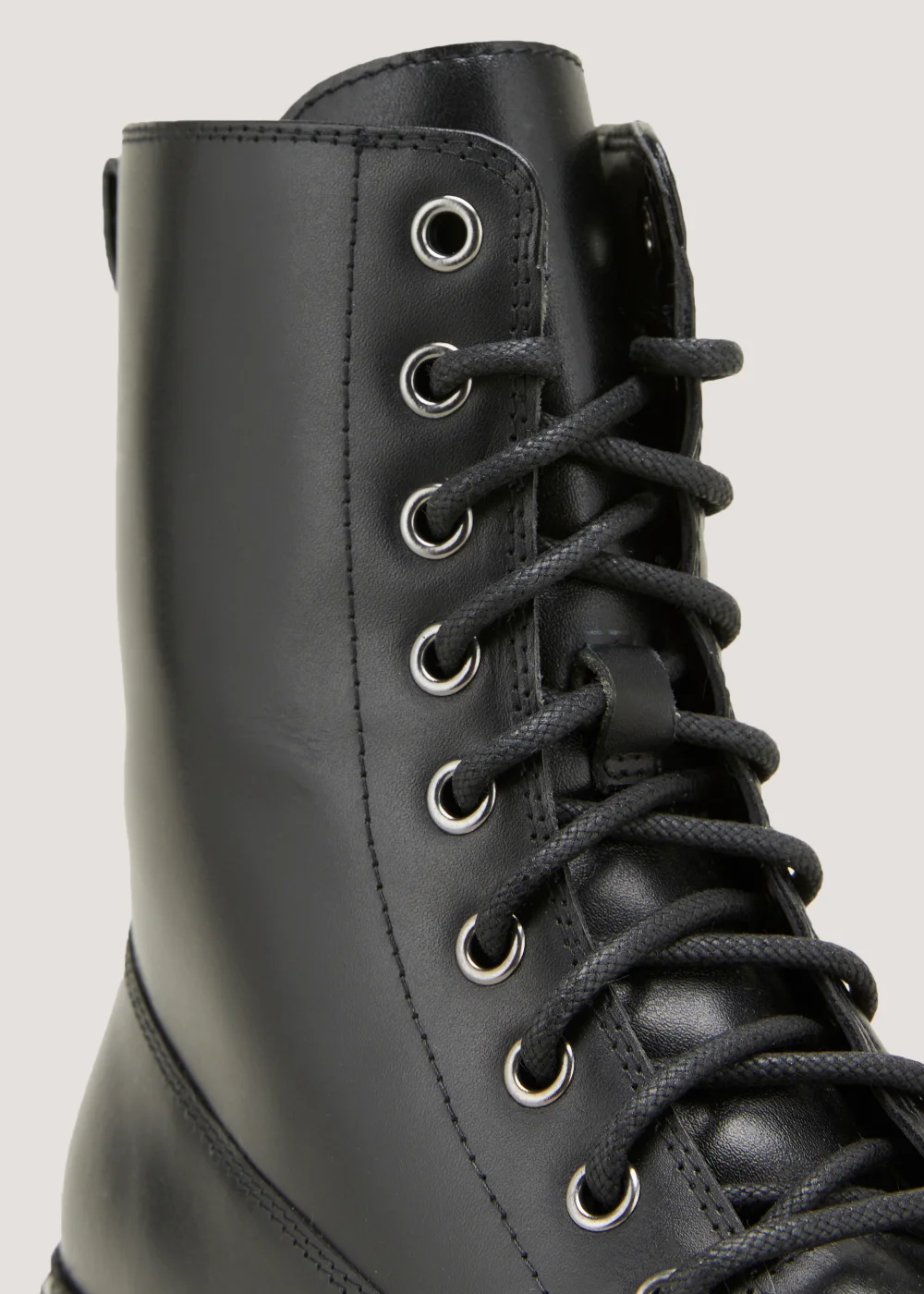 Black Leather Combat Boots - Size 3 Image 2