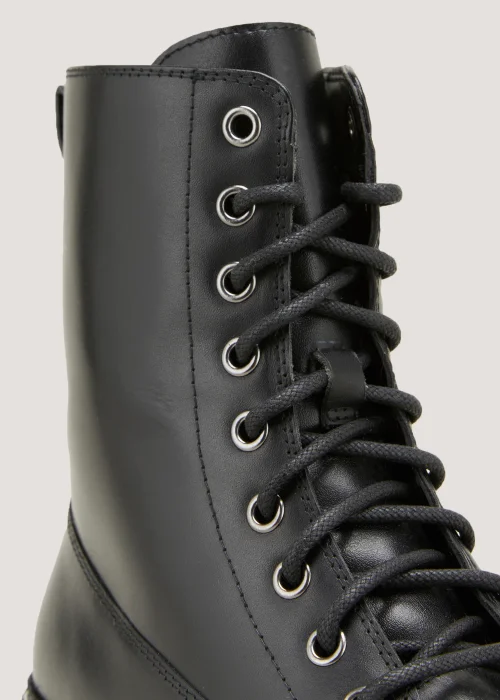 Black Leather Combat Boots - Size 3 Image 2