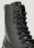 Black Leather Combat Boots - Size 3 Image 2