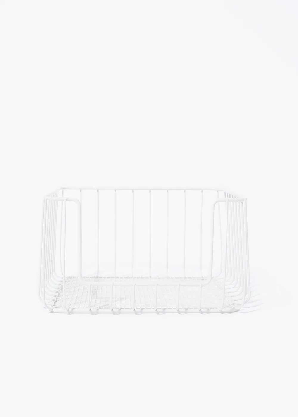 White Wire Stackable Storage Basket Image 1