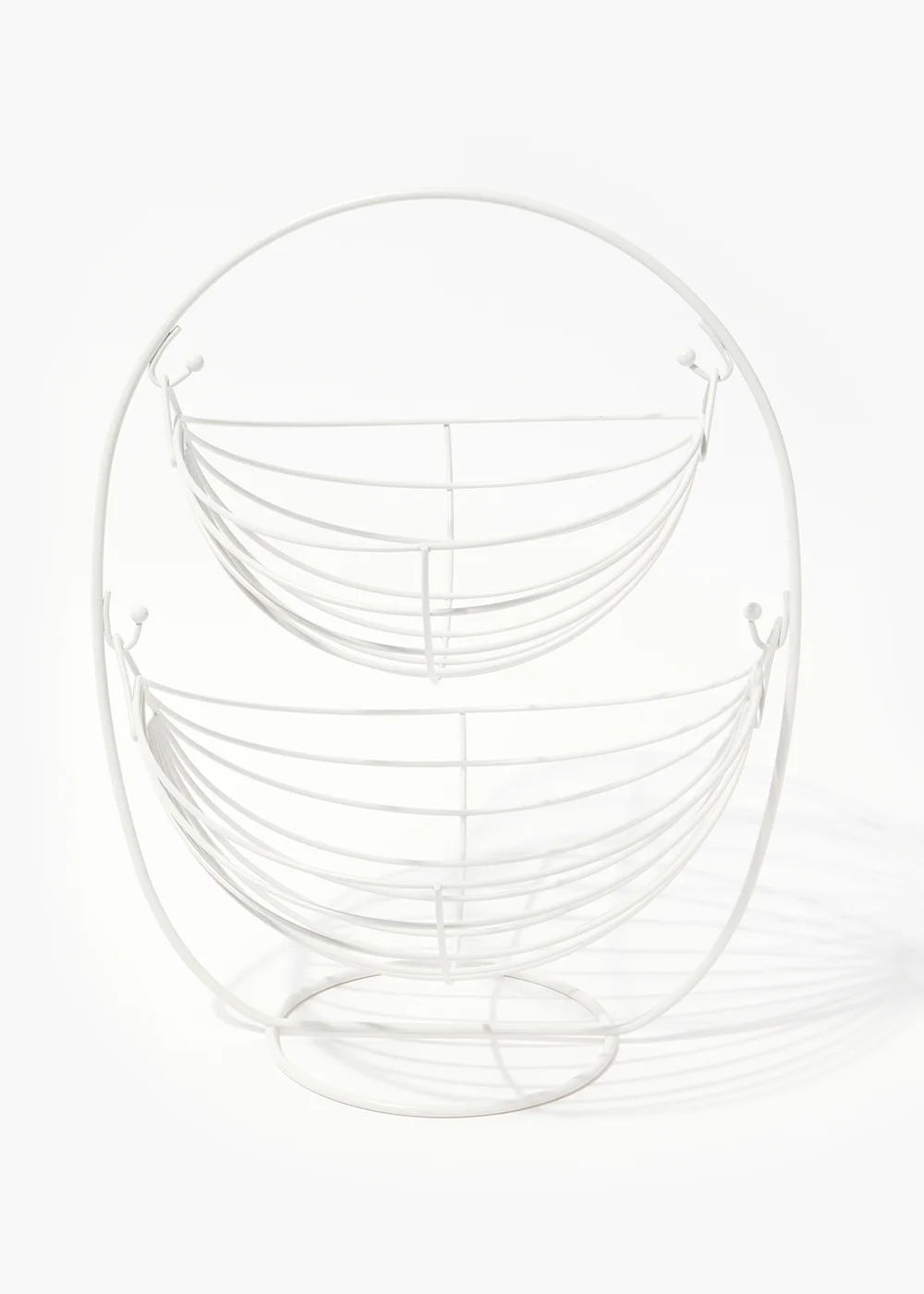 White Wire Two Tier Fruit Basket (40cm x 30cm x 25cm) Image 1
