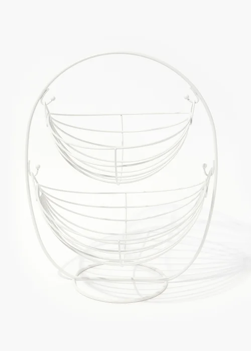 White Wire Two Tier Fruit Basket (40cm x 30cm x 25cm) Image 1