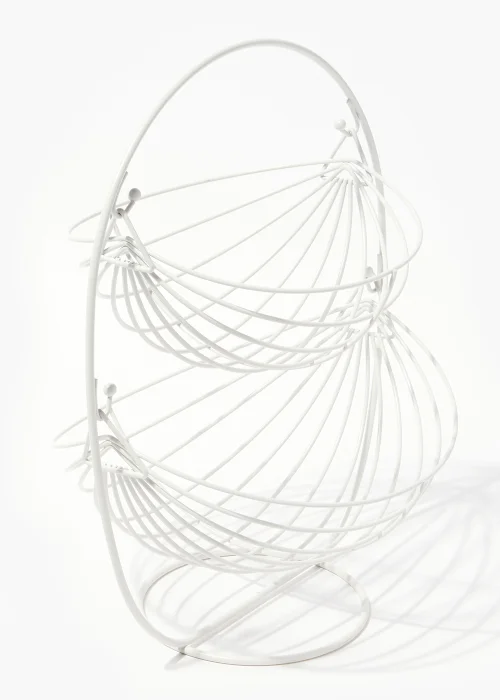 White Wire Two Tier Fruit Basket (40cm x 30cm x 25cm) Image 3