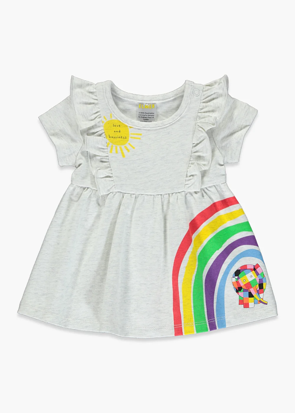 Girls Grey Elmer Dress (Newborn-18mths) - Newborn Image 1