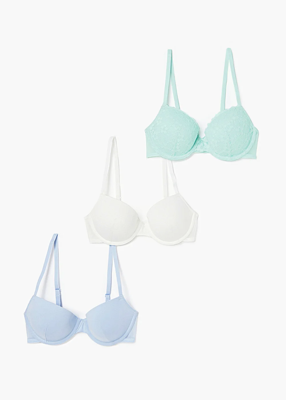 3 Pack Daisy Lace T-Shirt Bras - 32A Image 1