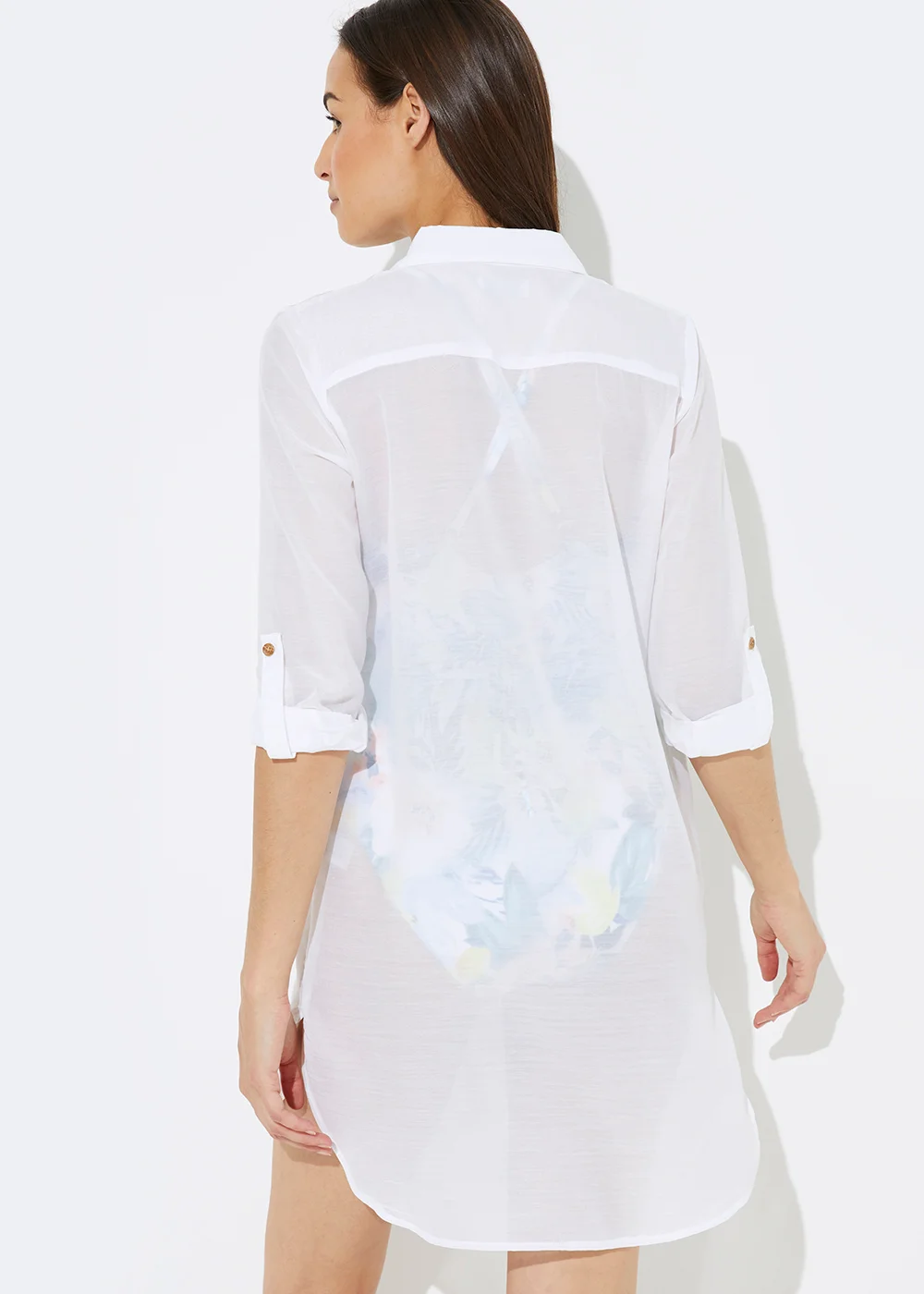 White Longline Beach Shirt - XS Image 4
