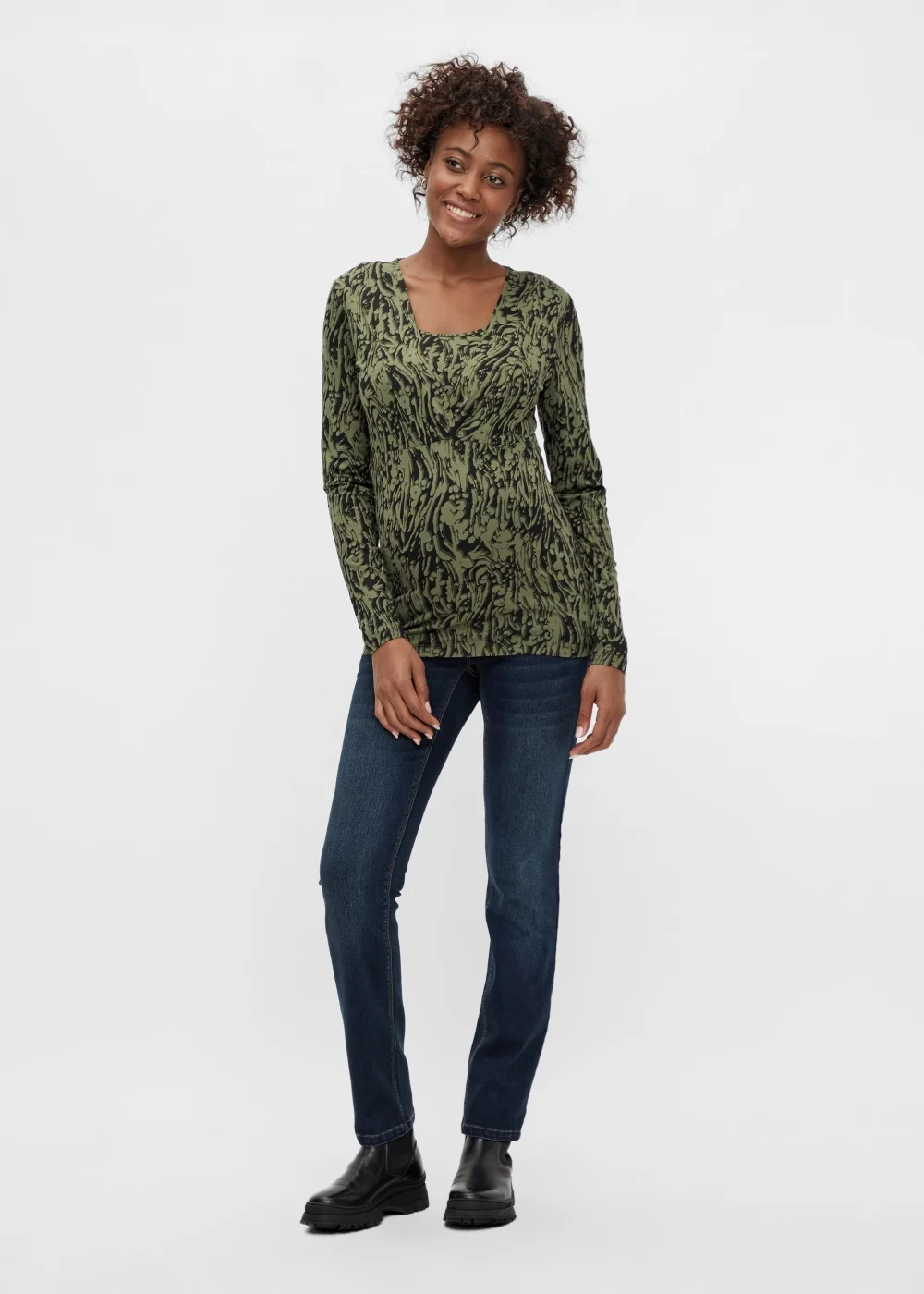 Mamalicious Maternity Green Print Nursing Top - XS - UK 6 Image 1