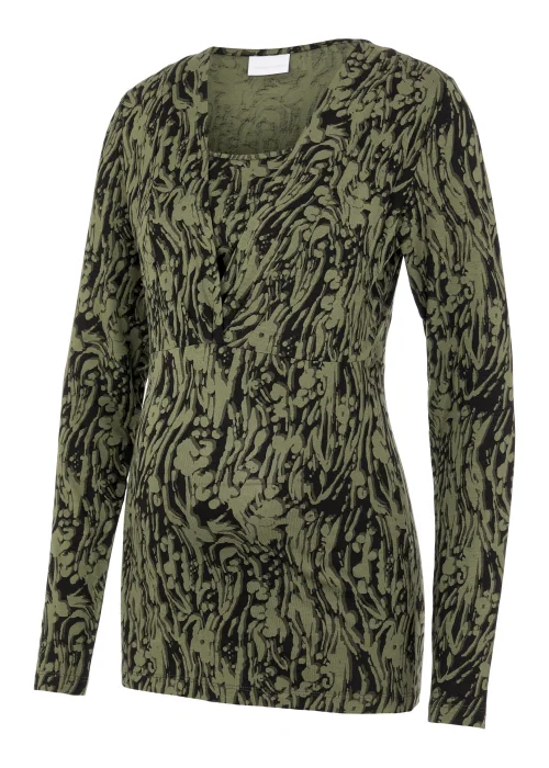 Mamalicious Maternity Green Print Nursing Top - XS - UK 6 Image 2