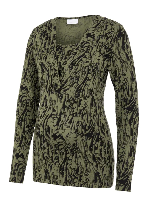 Mamalicious Maternity Green Print Nursing Top - XS - UK 6 Image 3