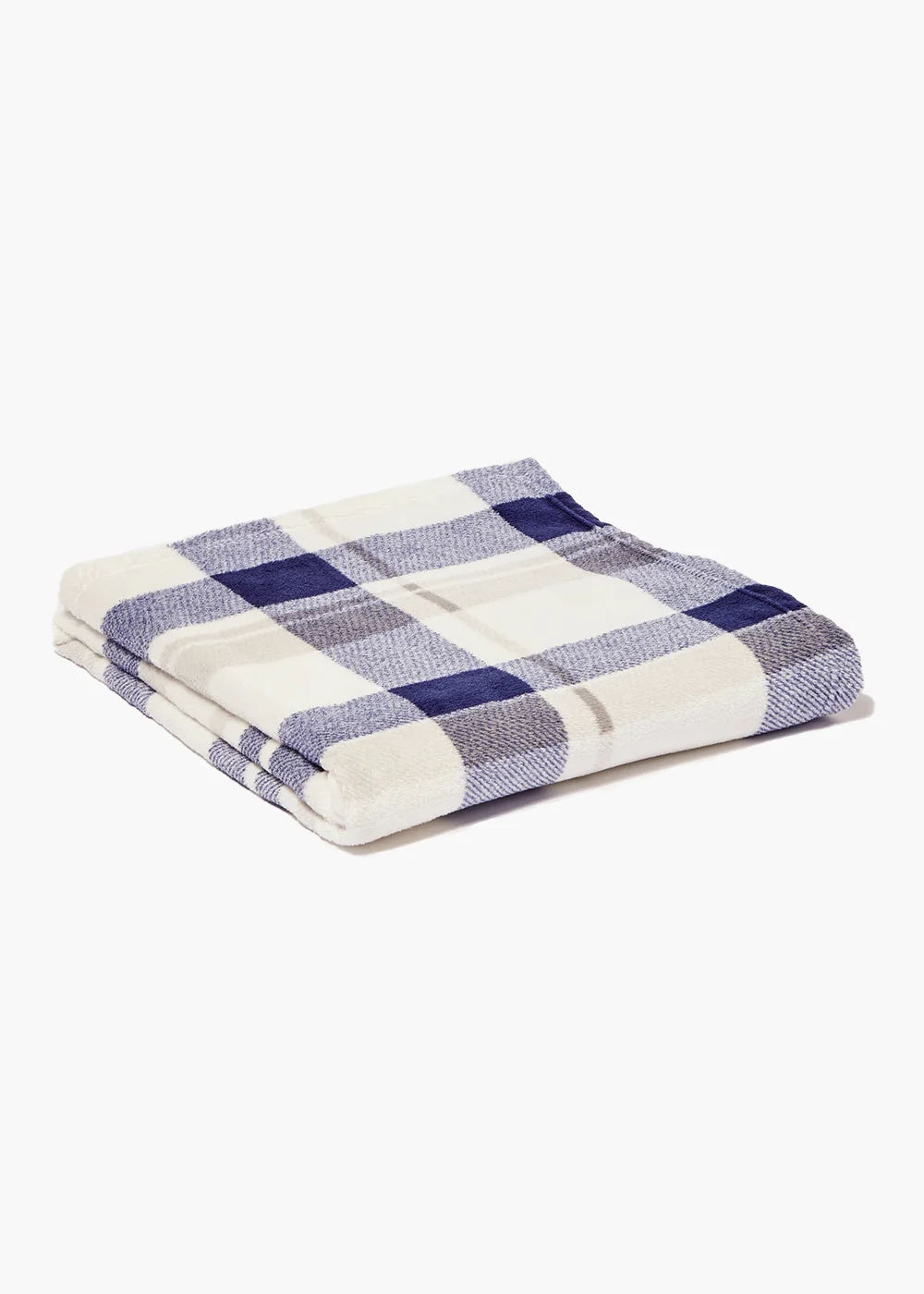 Navy Check Fleece Throw (150cm x 130cm) Image 1