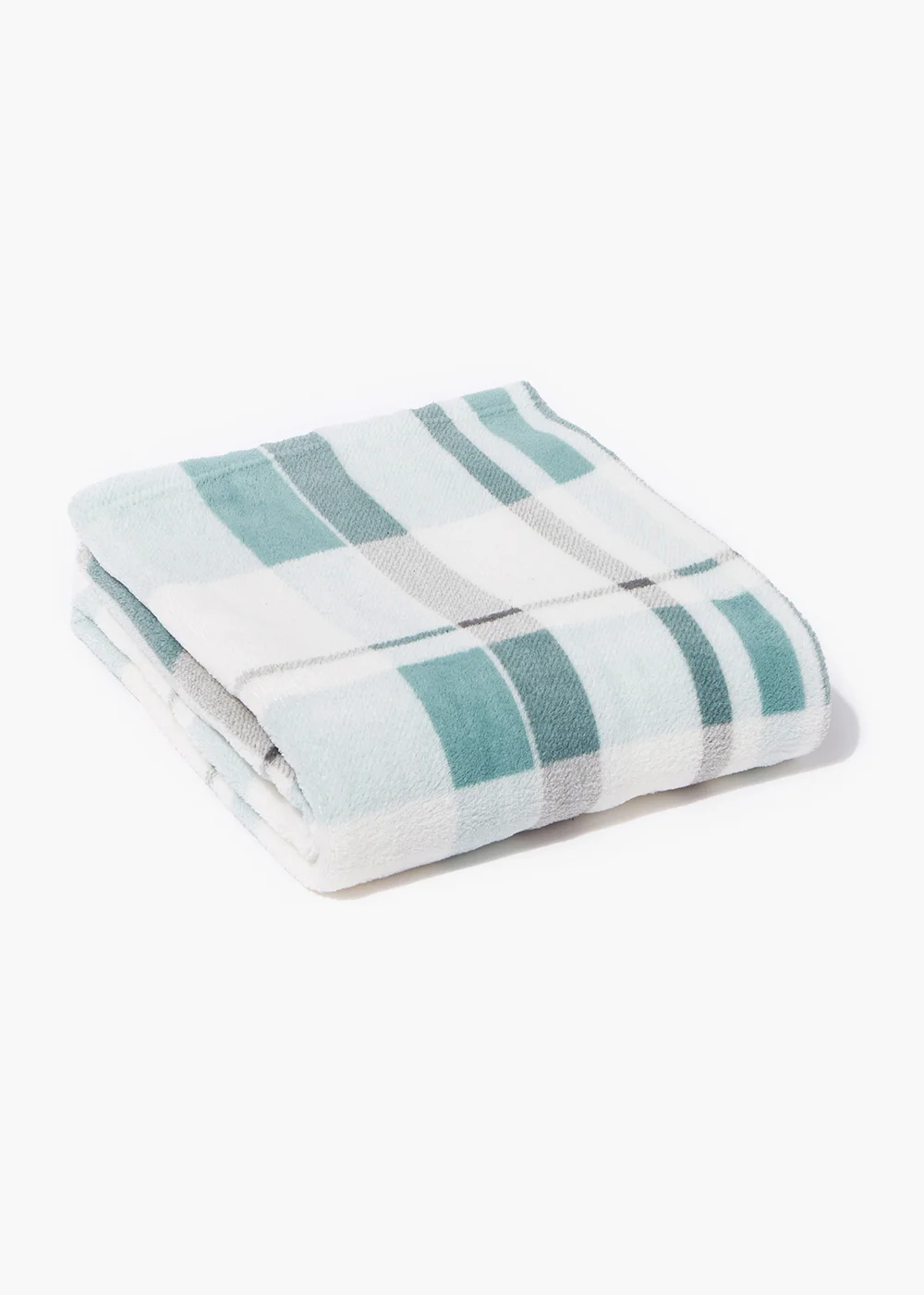 Blue Check Fleece Throw Blanket (150cm x 130cm) Image 1