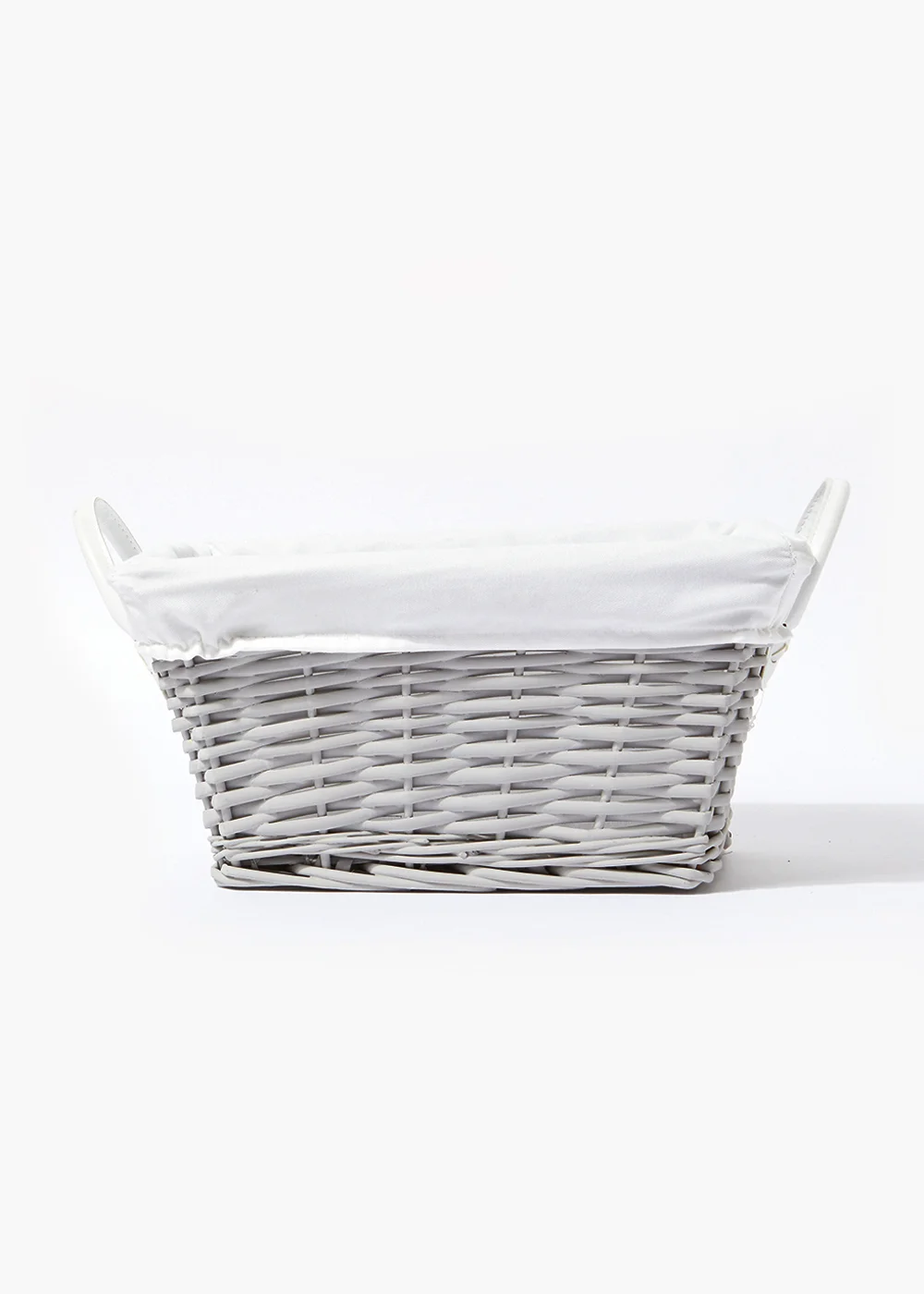 Small Grey Woven Wood Storage Basket (36cm x 26cm x 18cm) Image 1
