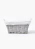 Small Grey Woven Wood Storage Basket (36cm x 26cm x 18cm) Image 1