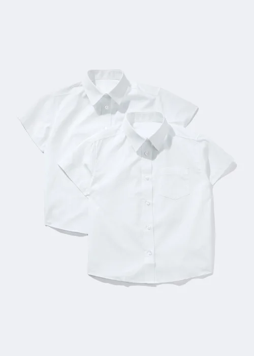 2 Pack Girls White Plus Fit School Blouses (6-16yrs) - 6 Yrs Image 1