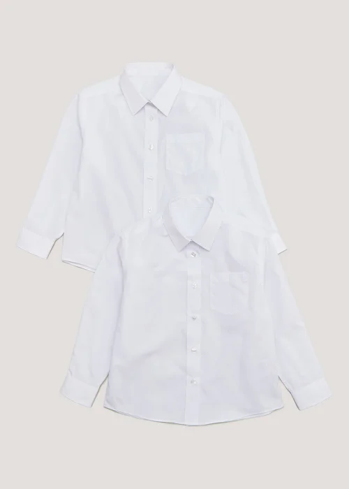Girls 2 Pack White Plus Fit Long Sleeve School Blouses (6-16yrs) - 12 Yrs Image 1
