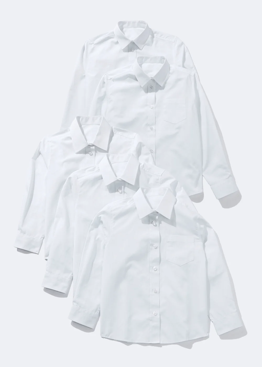 Girls 5 Pack White Long Sleeve School Blouses (4-16yrs) - 4 Yrs Image 1