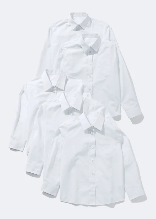 Girls 5 Pack White Long Sleeve School Blouses (4-16yrs) - 4 Yrs Image 1