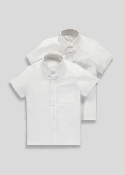 Boys 2 Pack White Slim Fit Short Sleeve School Shirts (4-16yrs) - 6 Yrs Image 1