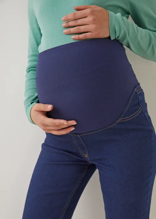 Maternity Sadie Mid Wash Over Bump Bootcut Jeans - Size 8 Image 3