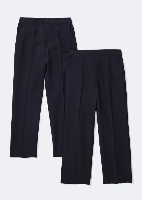 Boys 2 Pack Navy Pull On Easy Dressing School Trousers (3-11yrs) - 5 Yrs Image 1