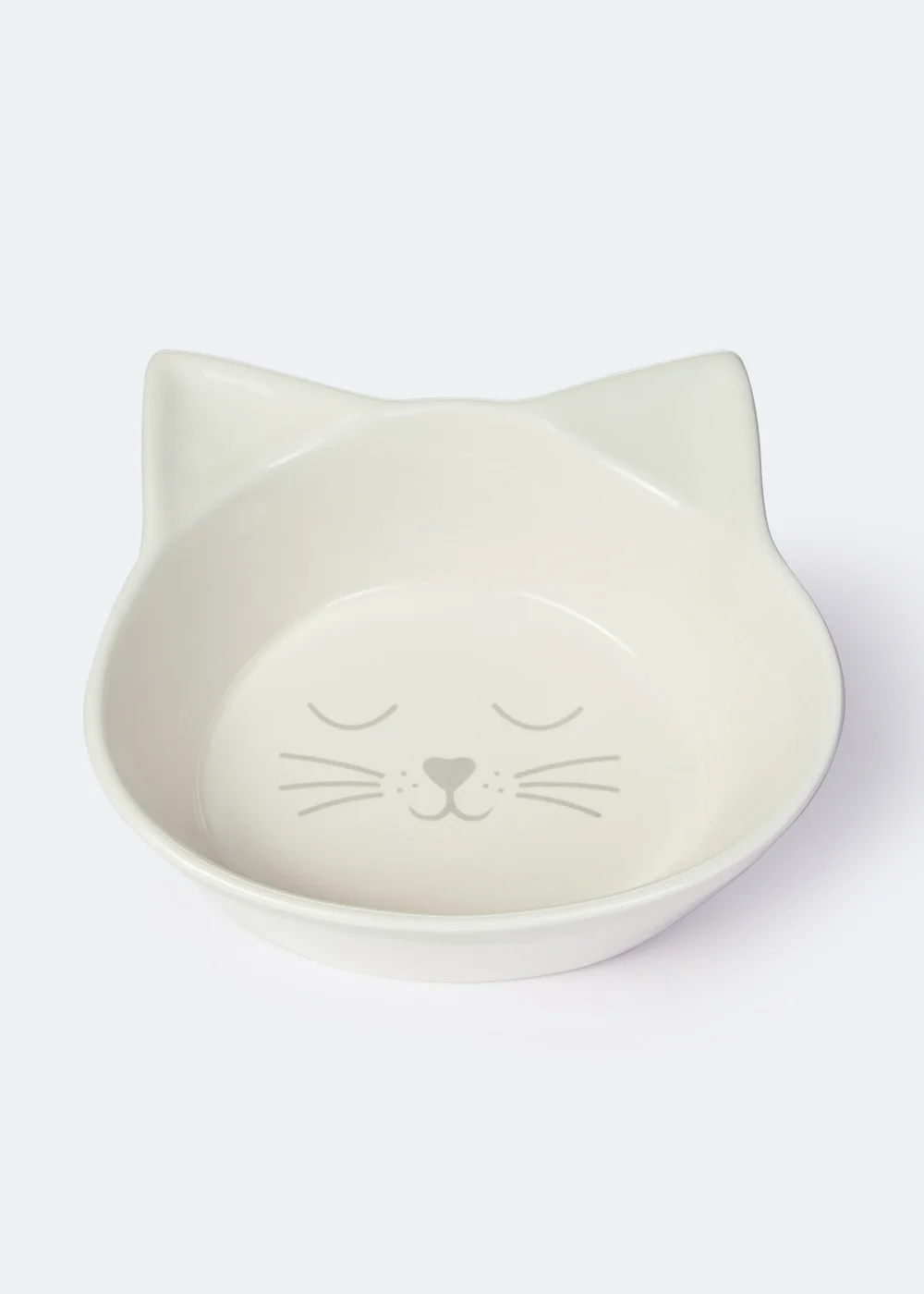 White Cat Face Ceramic Pet Bowl (21cm x 5cm) Image 1