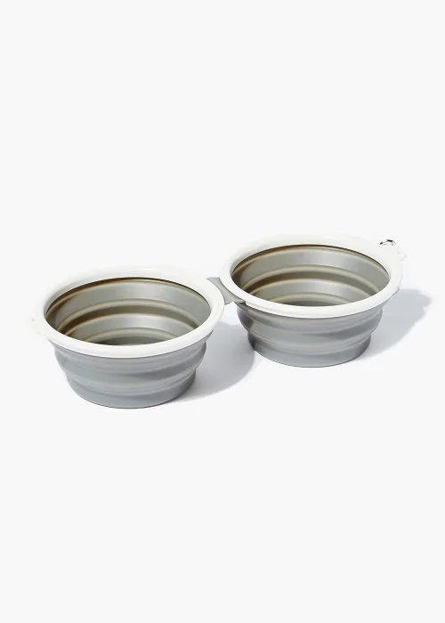 Grey Collapsible Duo Pet Bowl (28cm x 6cm) Image 1