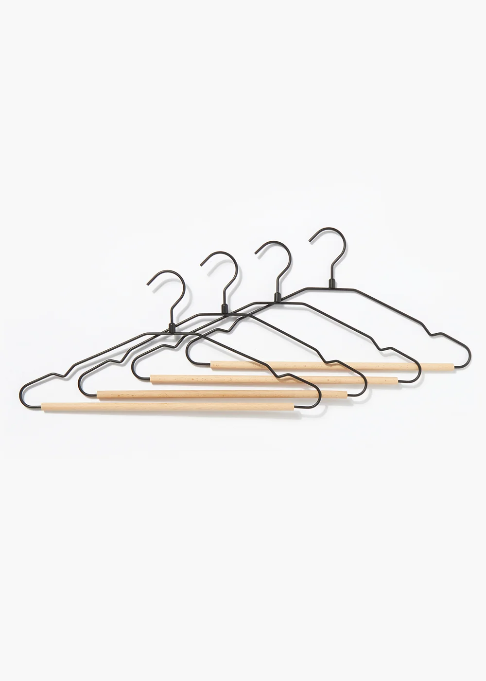 4 Pack Black Metal & Wood Hangers (21cm x 42cm) Image 1