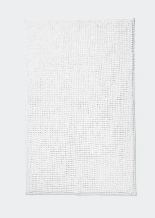 White Chenille Bath Mat Image 1