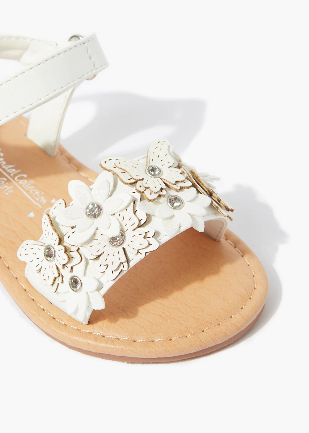 Girls White Flower Sandals (Younger 4-9) - Size 4 Infants Image 2