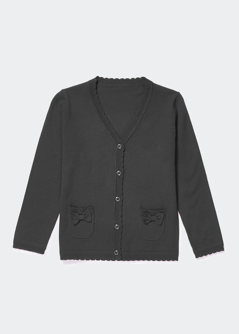 Girls Grey Bow School Cardigan (3-9yrs) - Age 6 Years Image 1