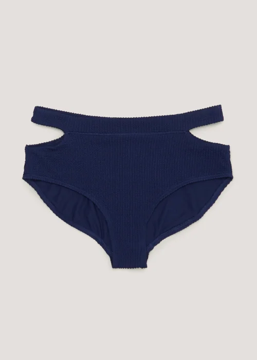 Navy Crinkle Side Cut Out Bikini Bottoms - Size 6 Image 3