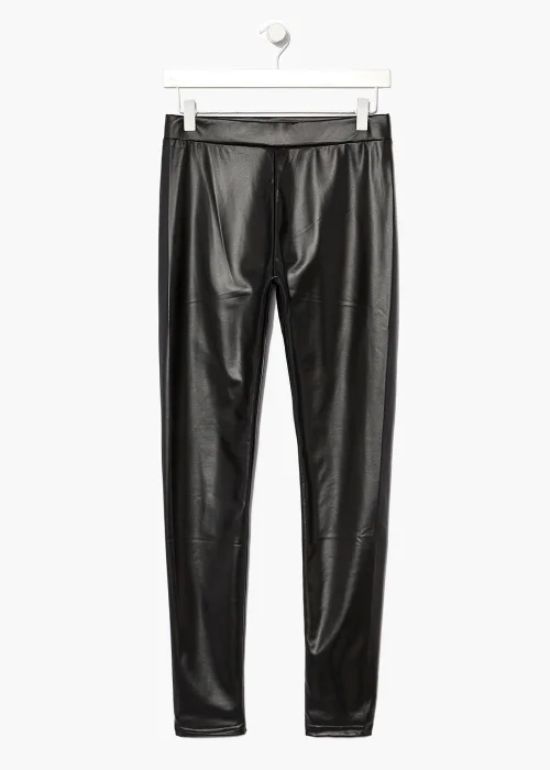 JDY Black PU Leggings - 8 Image 4