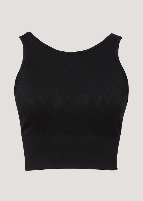 Souluxe Black Ribbed Sports Crop Top - Small Image 5
