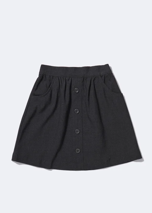 Girls Grey Button Front Elasticated School Skirt (3-13yrs) - 3 Yrs Image 1