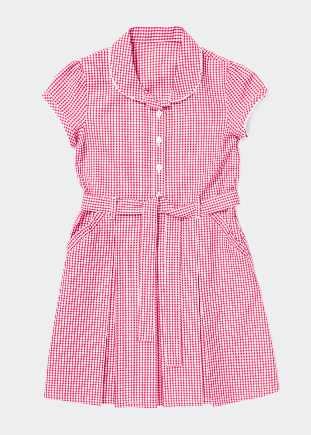 Girls Red Gingham Belted School Dress (3-14yrs) - Age 6 Years Image 1