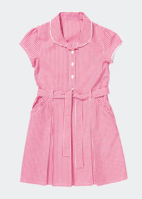 Girls Red Gingham Belted School Dress (3-14yrs) - Age 6 Years Image 1