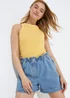 Yellow High Neck Ribbed Vest Top - Size 8 Image 1