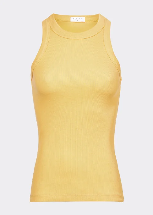 Yellow High Neck Ribbed Vest Top - Size 8 Image 2