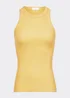 Yellow High Neck Ribbed Vest Top - Size 8 Image 2