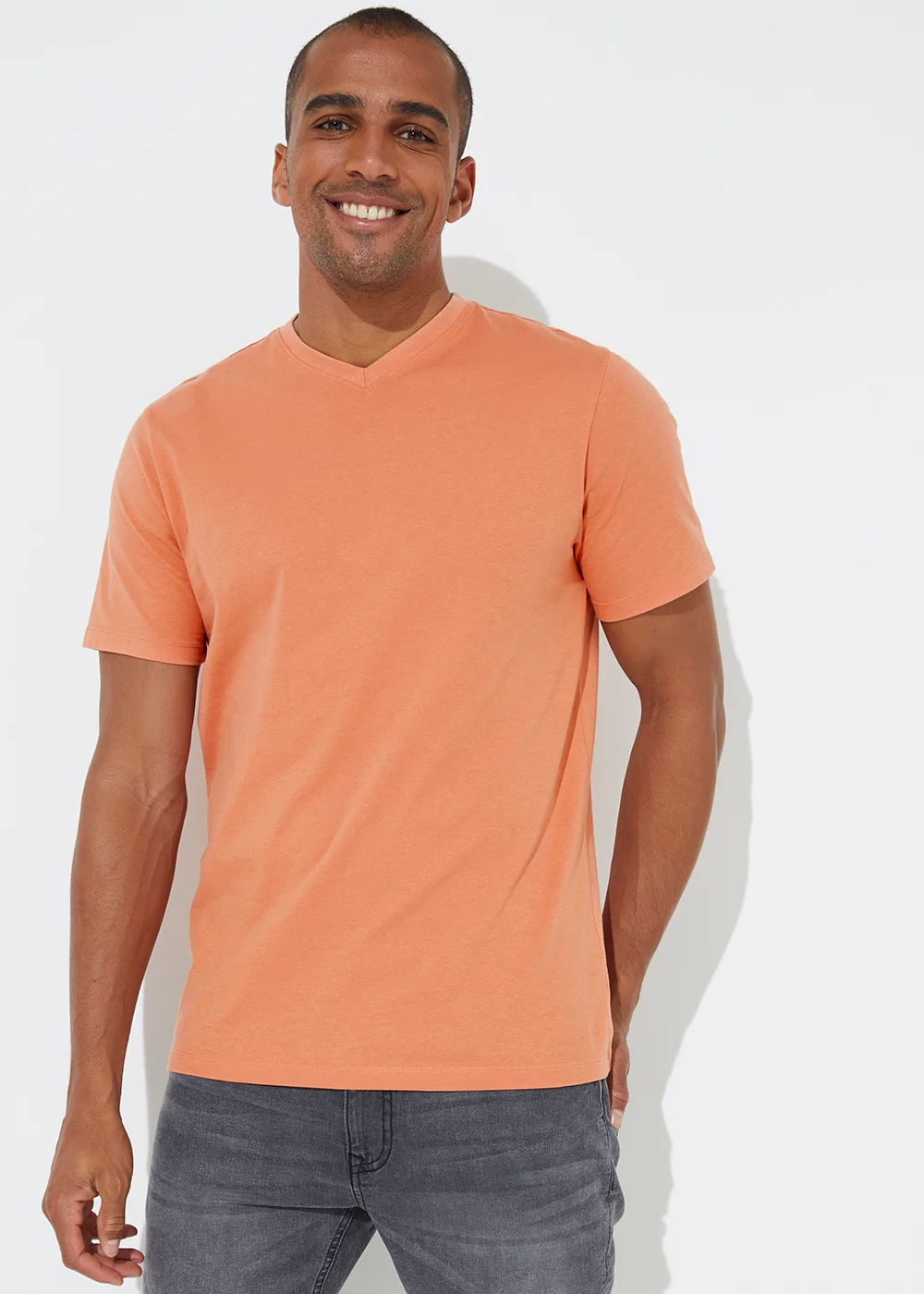 Peach Essential V-Neck T-Shirt - S Image 1