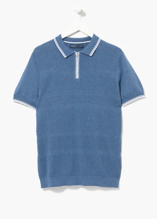 Blue Stripe Knit Polo Shirt - S Image 3