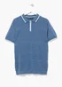 Blue Stripe Knit Polo Shirt - S Image 3