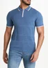 Blue Stripe Knit Polo Shirt - S Image 1