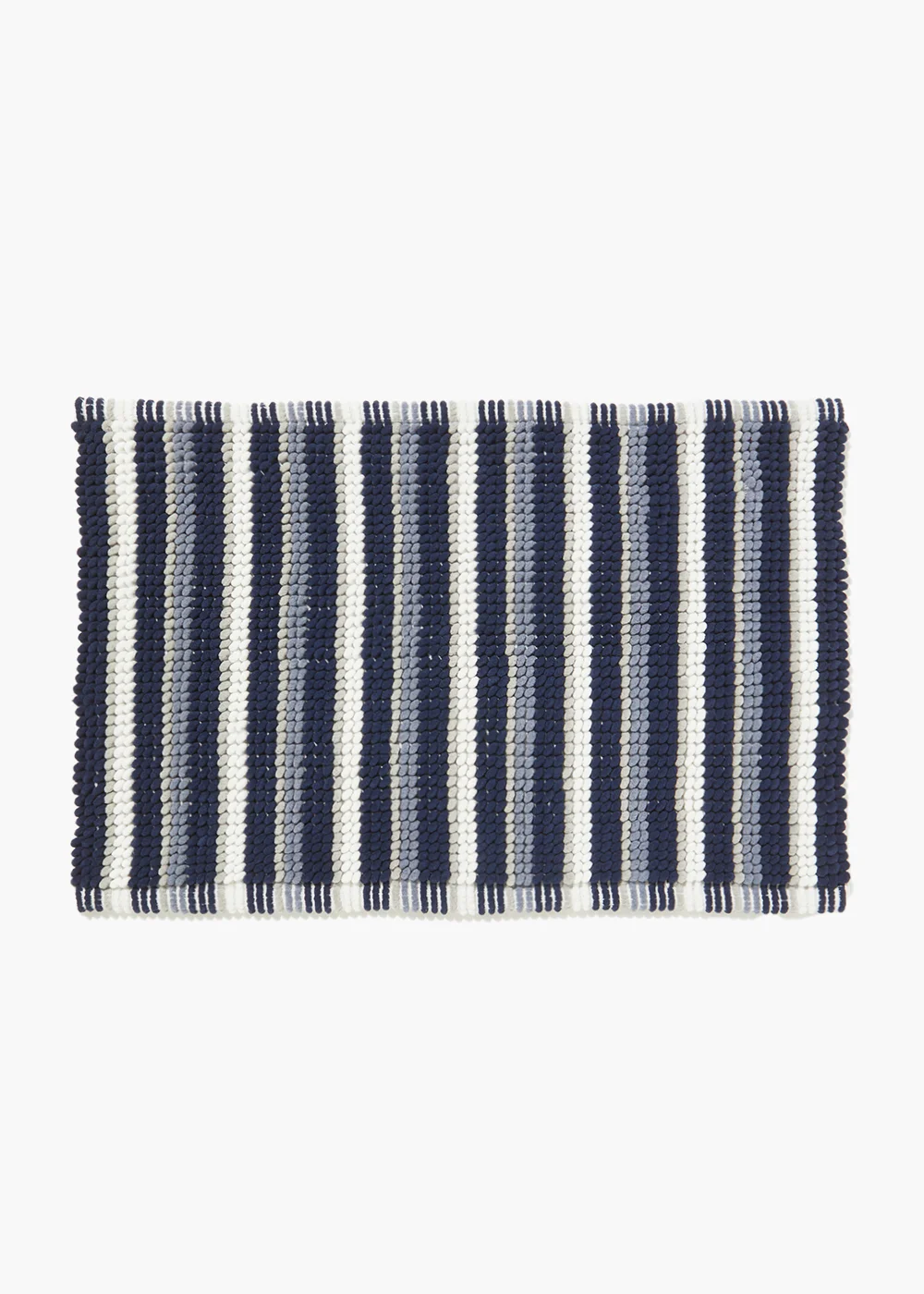 Navy Stripe Chenille Bath Mat (50cm x 80cm) Image 1