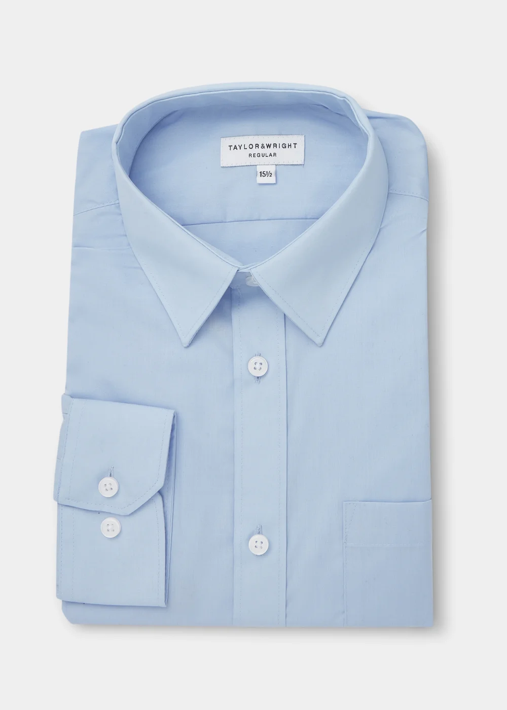 Taylor & Wright Blue Easy Care Regular Fit Short Sleeve Shirt - 14.5 Collar Image 5
